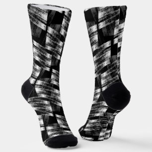 Chaussette Abstraction grunge noir et blanc.