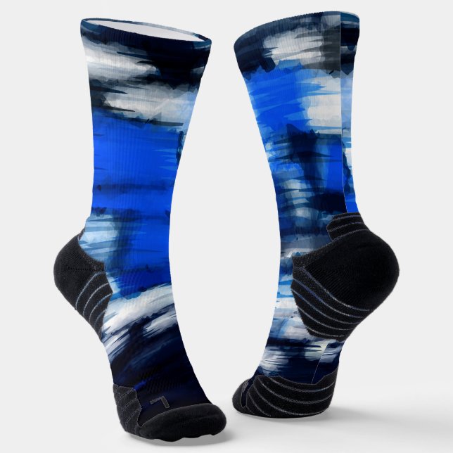 Chaussette Abstrait bleu et blanc (Angulaire)