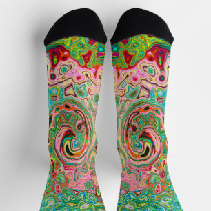Chaussette Abstrait Coloré Tourbillon Arc-en-ciel Rétro Groov