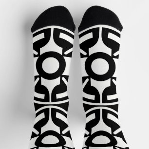 Chaussette Abstrait Géométrique Symbolique Noir et Blanc