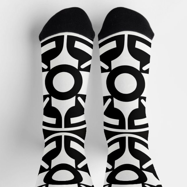 Chaussette Abstrait Géométrique Symbolique Noir et Blanc (Haut)
