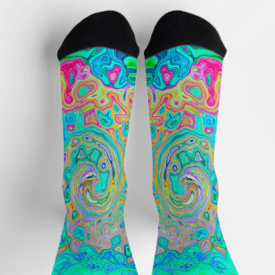 Chaussette Abstrait Groovy Rétro Arc-en-Ciel Liquide Tourbill