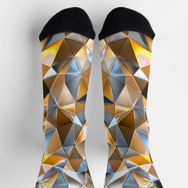 Chaussette Abstrait Métallique Moderne Or Argent Géométrique (Haut)