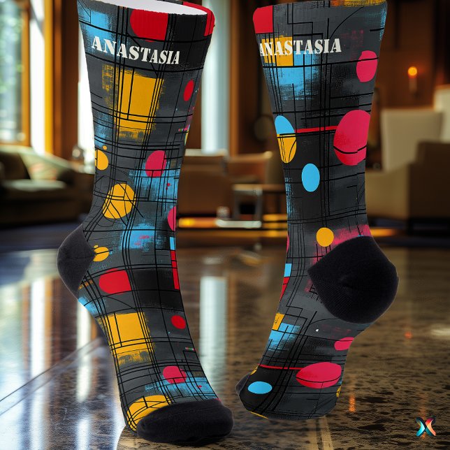 Chaussette Abstrait moderne avec Motifs géométriques dynamiqu (Créateur téléchargé)