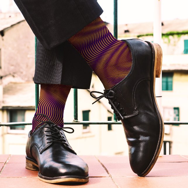 Chaussette Abstrait moderne Moiré Effet Purple Gold Cool amus (Créateur téléchargé)