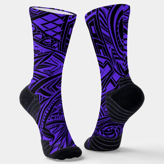 Chaussette Abstrait Tribal Noir Et Violet (Angulaire)