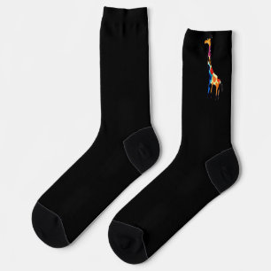 Chaussette Abstraite girafe colorée sur chaussettes noires