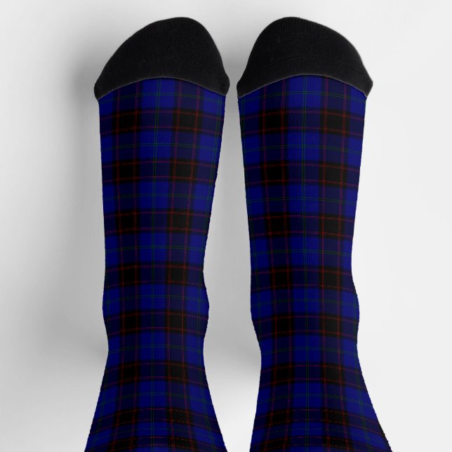 Chaussette Accueil tartan bleu noir plaid (Haut)