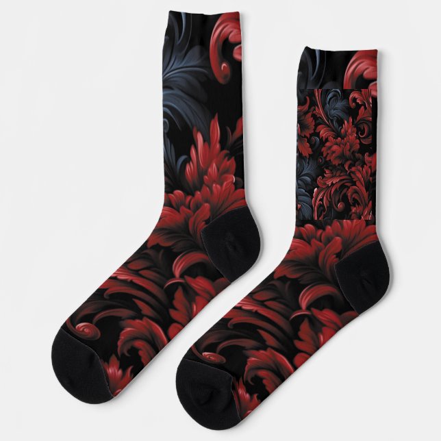 Chaussette AD 022 - Motif graphique numérique floral (Gauche)