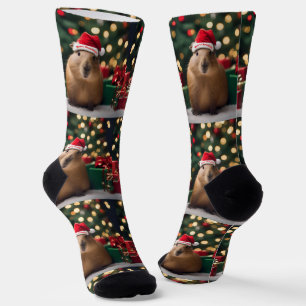 Chaussette Adorable Capybara de Noël, Chaussettes d'équipage
