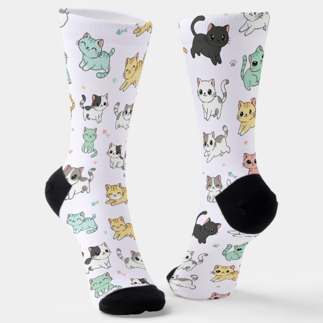 Chaussette Adorable Chats Kawaii Chaussettes Motifs (Angulaire)