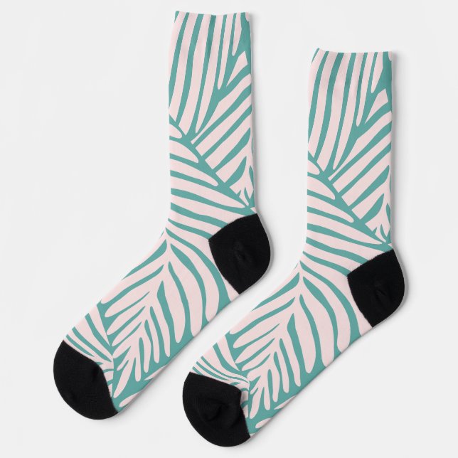 Chaussette Adorable feuille tropicale rétro l Vert sans joint (Gauche)