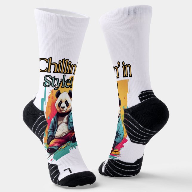 Chaussette Adorable Panda assis | Impression d'art dynamique (Angulaire)