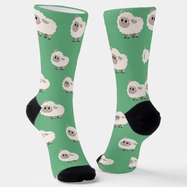 Chaussette Adorable pet pattern l Cute cartoon l Green (Angulaire)