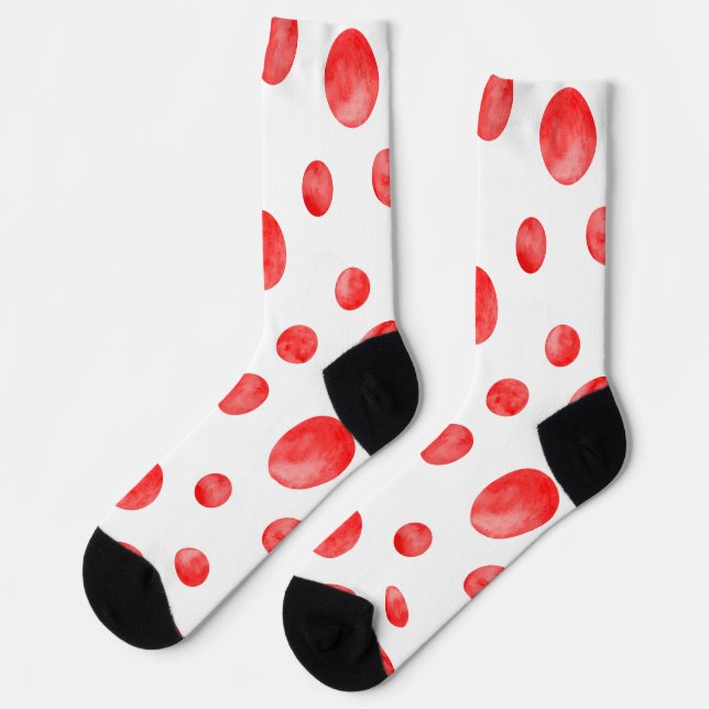 Chaussette Adorables pois à l'aquarelle l Rouge et blanc (Gauche)
