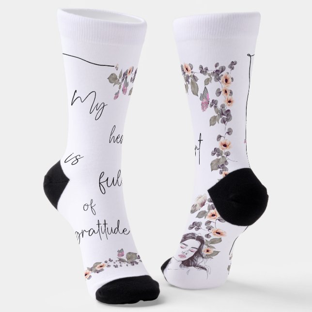 Chaussette Affirmation de gratitude. Floraison de l'état d'es (Angulaire)