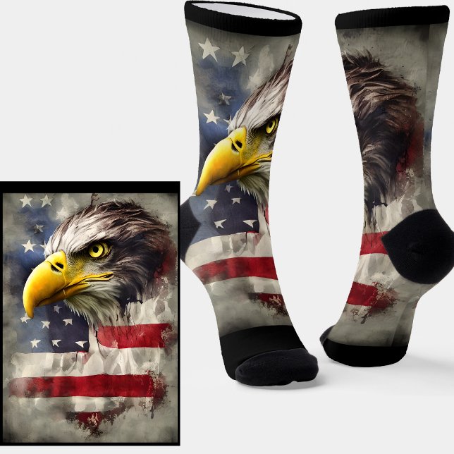 Chaussette Aigle patriotique sur USA Drapeau Étoiles Frappes  (Créateur téléchargé)