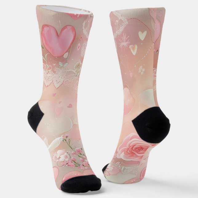 Chaussette Ailes de papier et Roses (Angulaire)