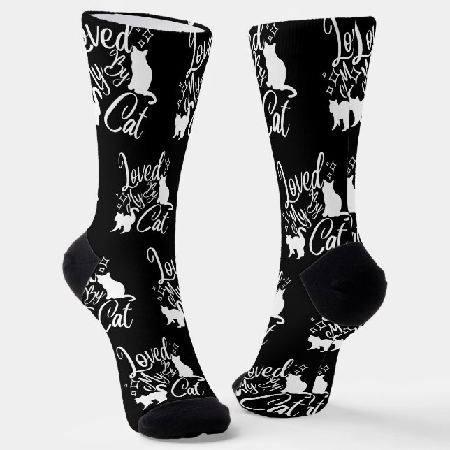 Chaussette Aimé par mon chat en blanc (Angulaire)