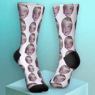 Chaussette Ajouter 1 Motif photo de la tête flottante - Blanc