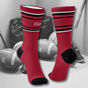 Chaussette Ajouter Nom Rayures Noir & Gris sur Chaussettes Ro