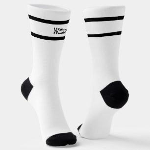Chaussette Ajouter un nom Bandes noires sur Chaussettes blanc