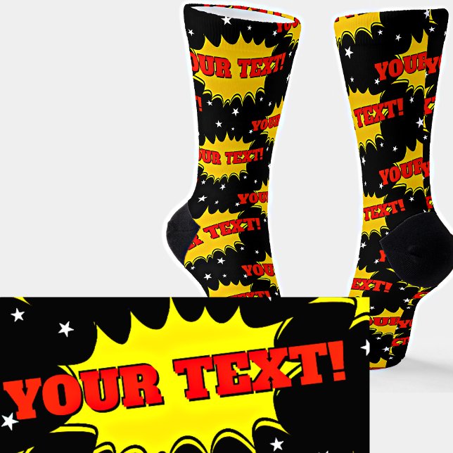 Chaussette Ajouter un nom ou un texte Red Yellow Pop Art Burn (Créateur téléchargé)