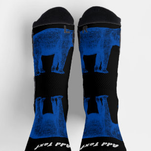 Chaussette Ajouter un texte de couleur bleue Éléphant image I