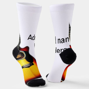 Chaussette Ajouter votre nom texte brun acoustique guitare éd