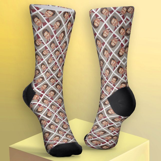 Chaussette Ajouter votre photo 1 pour faire un Motif - Blanc (Custom Socks with Photo Collage)