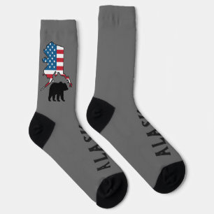 Chaussette Alaska et silhouette d'ours, drapeau américain