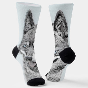 Chaussette Alaskan Klee Kai Peinture - Cute Original Chien Ar