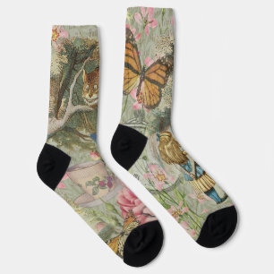 Chaussette Alice Cheshire Chat Wonderland Tree Garden