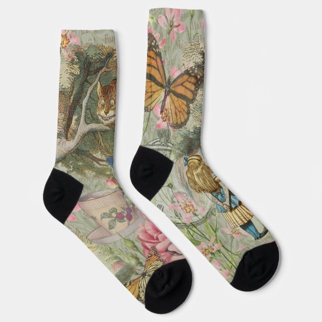Chaussette Alice Cheshire Chat Wonderland Tree Garden (Droite)