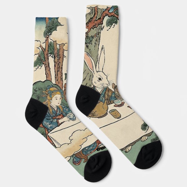 Chaussette Alice Lost in Japan | Ukiyo-e Mad Tea Party (Droite)