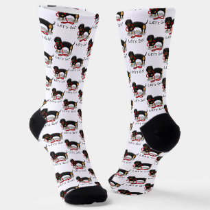 Chaussette Allons-y ! Dachshund Chien (noir et bronzé) Drôle