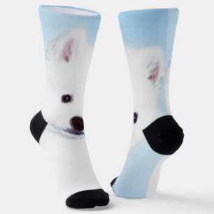 Chaussette American Eskimo Dog Painting - Original Dog Art