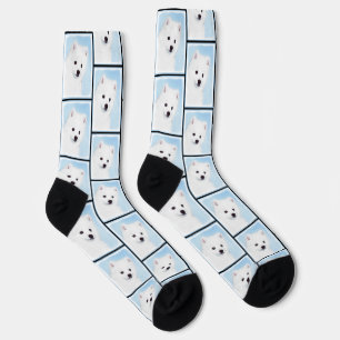 Chaussette American Eskimo Eskie Puppy Peinture Cute Chien Ar