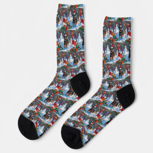 Chaussette American Staffordshire Noël Festive Neige