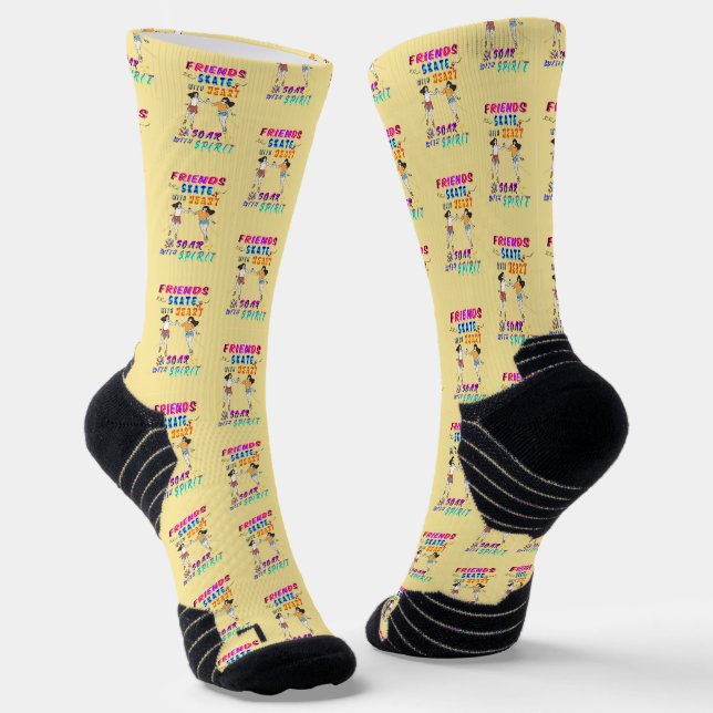 Chaussette Amis Athlétiques Patiner Avec Cœur S'Envole Avec E (Angulaire)
