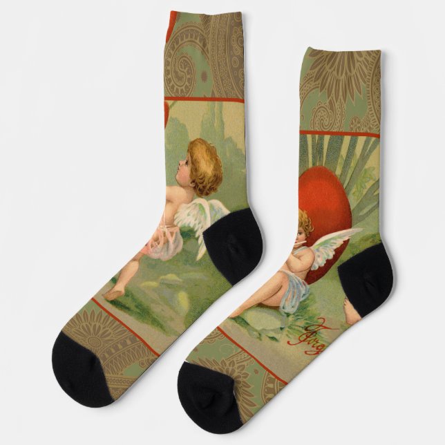 Chaussette Amours de Cupidons Antiques de la Saint-Valentin (Gauche)