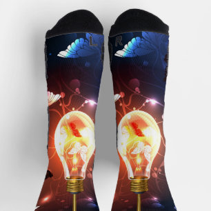 Chaussette Ampoule lumineuse avec papillons nocturnes