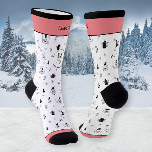 Chaussette Amusant Nordique Gnomes Rennes Arbres d'hiver