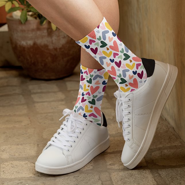 Chaussette Amusant Orange Vert rose Bleu Rouge Motif d'art Co (Créateur téléchargé)