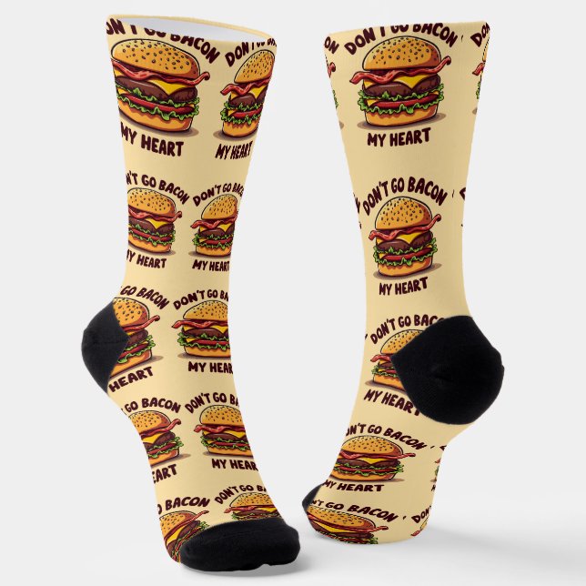 Chaussette Amusant Pun Alimentaire Bacon Lover Cheeseburger D (Angulaire)