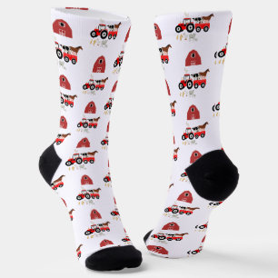 Chaussette Animaux de la ferme & motif de barnyard Red Tracto