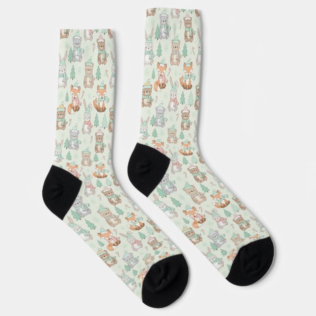 Chaussette Animaux de Noël mignons motif sans couture (Droite)