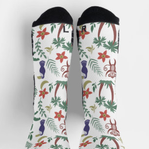 Chaussette Animaux tropicaux sans soudure motif macaw et sing