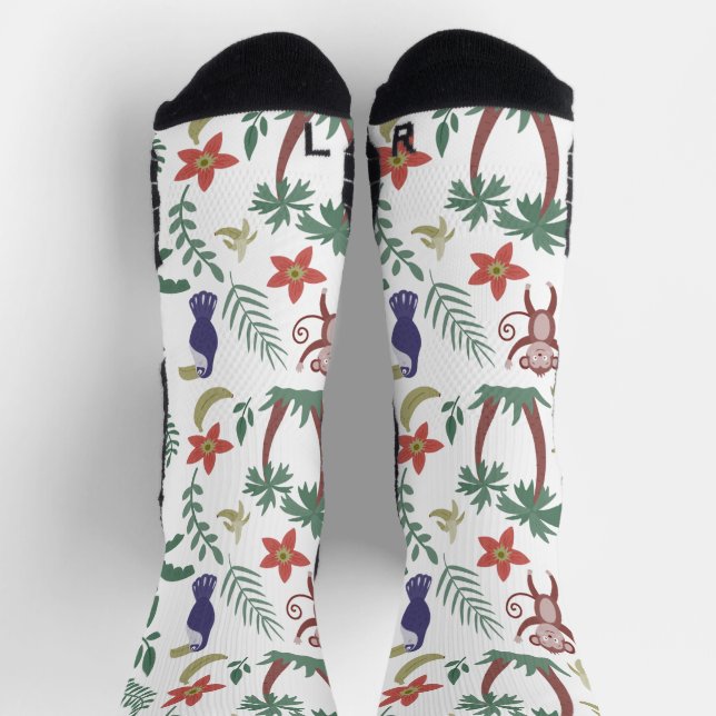 Chaussette Animaux tropicaux sans soudure motif macaw et sing (Haut)
