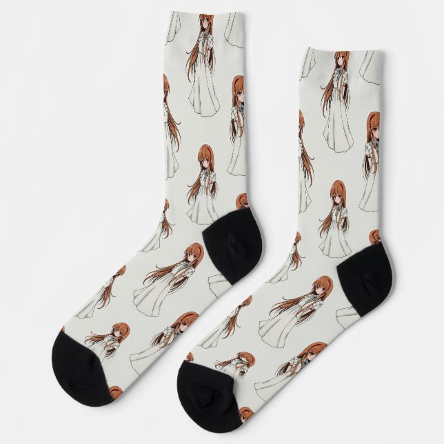 Chaussette Anime Weeb Girl Manga Design Motif (Gauche)